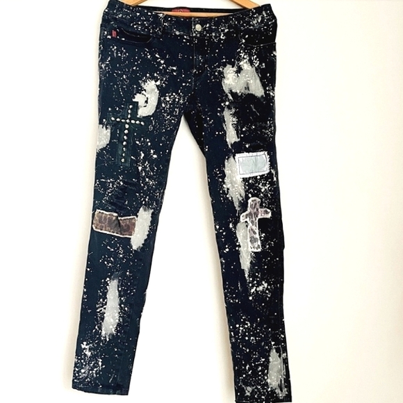 Royal Bones Denim - Tripp nyc sister brand royal bones super punked out radass bleach splatter jeans